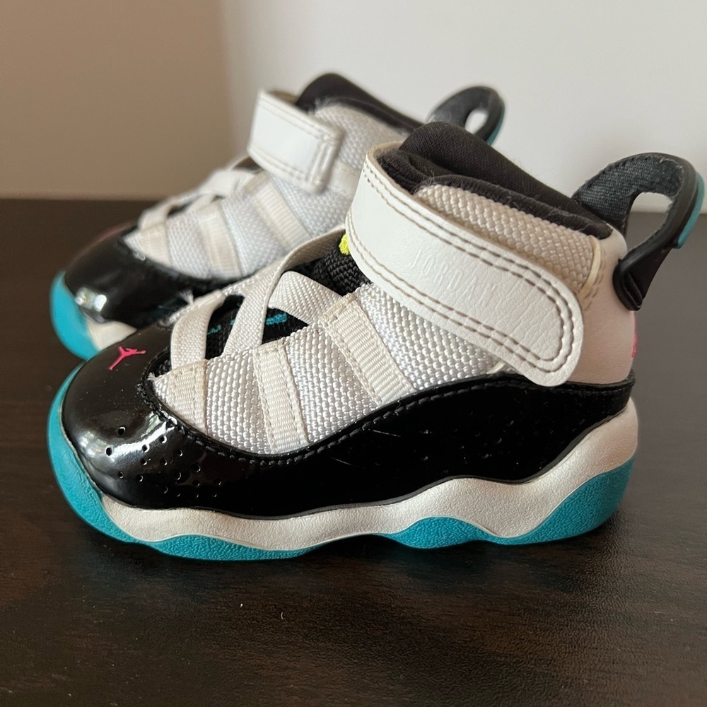 Jordan Black and White Sneakers with Patent Leather